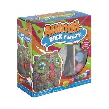Grafix Owl rock painting, 12 cm + 6 paints and pedzel