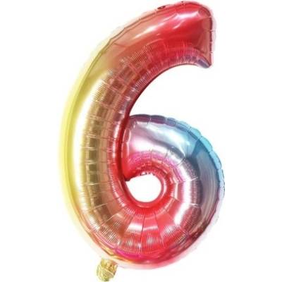 IMPAP Fóliový balónek 80 cm číslice 6 duhový 24227
