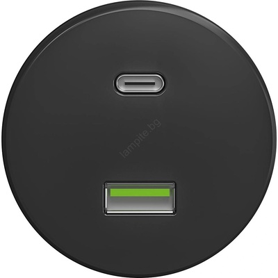 Kliklap - Ретро USB контакт A+C без рамка, антрацит (KA0083)