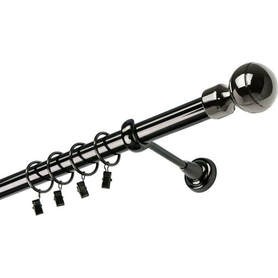 OK-GarnýžeCY Garnýž kovová jednořadá 25mm Paola onyx 310 cm do stěny / kroužky s žabkou
