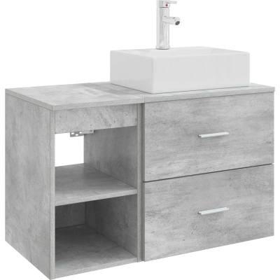 vidaXL Комплект мебели за баня 2 pcs Бетонно сиво Инженерна дървесина (3403891)