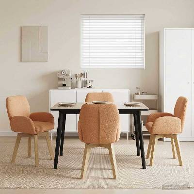 vidaXL Въртящи се трапезни столове 4 pcs Букле Бежово 54 x 58 x 87 см (3428288)