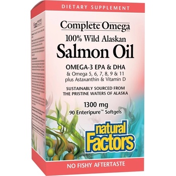 Image 1 of Natural Factors 100% Wild Alaskan Salmon Oil Complete Omega [90 Гел капсули]