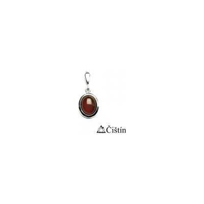 ČIŠTÍN 371260101 Stříbrný přívěsek přírodní červený achát, 10 x 8 P 1453