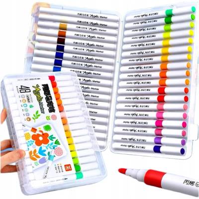 žiadna značka Súprava - AKRYLOVÉ POPISOVAČE - 3,5mm hrot brush - 48 farieb