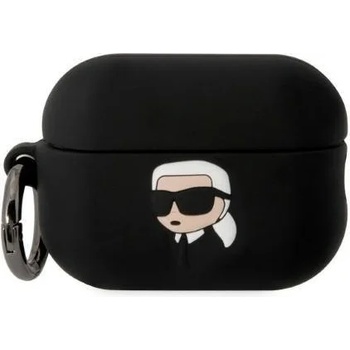 Image 1 of Karl Lagerfeld Кейс Karl Lagerfeld KLAP2RUNIKK за AirPods Pro 2, черен / черен, Silicone Karl Head 3D (KF001477-0)