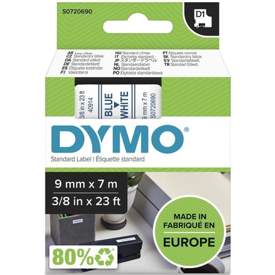 DYMO páska D1 9mm x 7m, modrá na bílé, 40914, S0720690