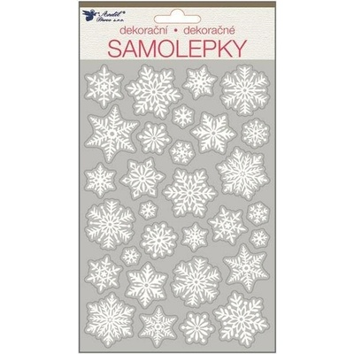 Samolepky bílé s glitry 25x14 cm vločky – Zboží Mobilmania