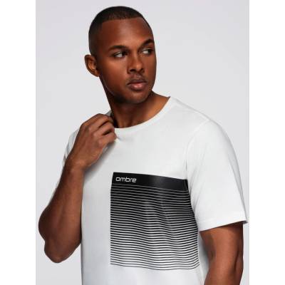 Ombre cotton t-shirt with Graphic print white
