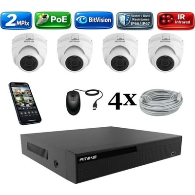 Amiko IP 4 kamerový set 2Mpix Dome 1200K4