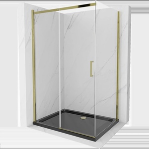 Mexen Omega плъзгаща се душ кабина 120 x 80 см, прозрачна, златна + поддушово (825-120-080-50-00-4070G)
