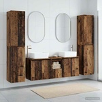 vidaXL Комплект мебели за баня 5 бр. Старо дърво 33 x 34, 5 x 160 см (3406041)