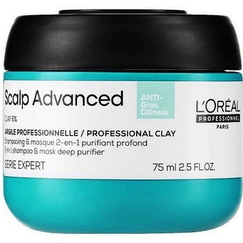 L´Oréal Scalp Advanced Anti Oiliness 2in1 Purifier Clay maska 2v1 na mastné vlasy 75 ml