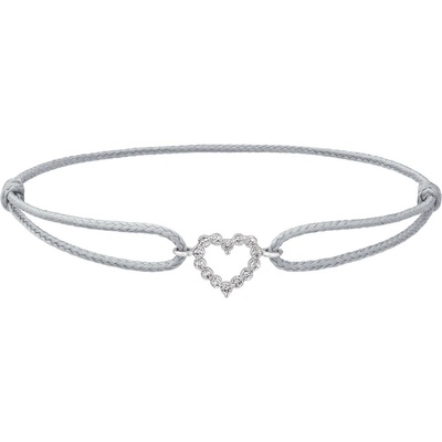 Tiami provázkový náramek Little Heart z bílého zlata s diamanty světle šedý BLHW20007