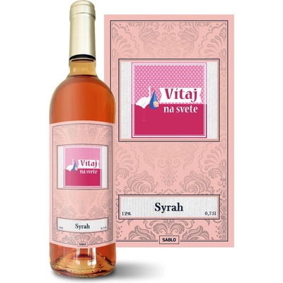 Sablio Vitaj na svete 4 Syrah ružové suché víno 12 % 0,75 l (čistá fľaša)