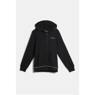 Karl Lagerfeld Logo Piping Zip Up Hoodie Black