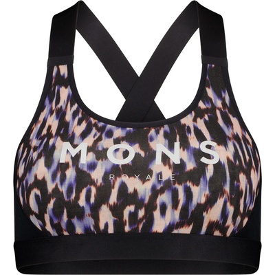 Mons Royale Дамски спортен сутиен Mons Royale Women's Stella X-Back Bra Sports bra - Rock Leopard / Black (115-1403-1514)