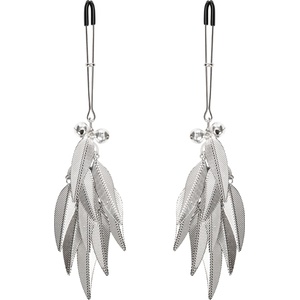 Rimba Bondage Play Nipple Clamps with Feathers Silver