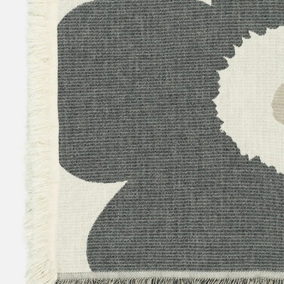 Marimekko Bavlněná deka Unikko antracitová a bílá 150x220