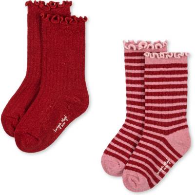 Konges Slojd Set dvou párů ponožek s třpytivým vláknem Red Stripe