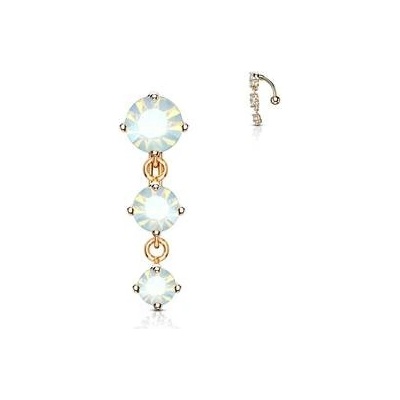 Šperky4U Obrácený zlacený piercing do pupíku s opality WP0008-RDOP