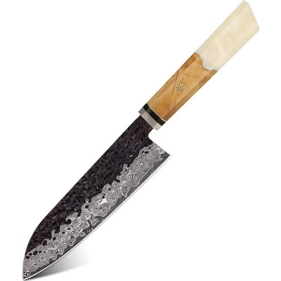 IZMAEL Damaškový kuchynský nôž Airi Santoku/Biela 16.5 cm