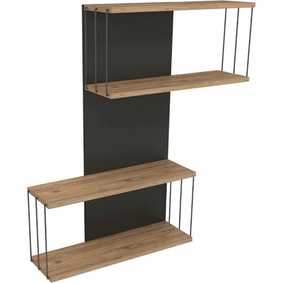 ASIR GROUP Двоен рафт от бор в антрацит и естествен цвят 65 cm Destan - Kalune Design (854KLN1742)
