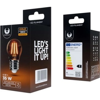 Forever LED žárovka E27 G45 4W COG gold teplá bílá 2200K