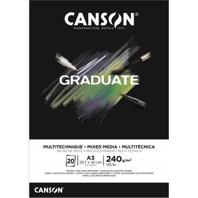 Canson Skicák Graduate Mix Media Black 240 g/m2 A3