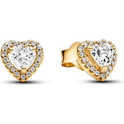 Pandora Nežné pozlátené srdiečkové náušnice Shine Timeless 268427C01