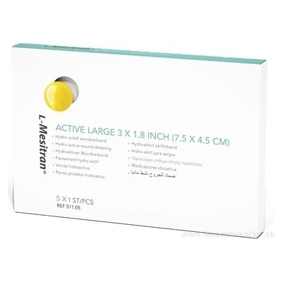 L-Mesitran Active Large hydroaktivní krytí na rány s medem 7,5 x 4,5 cm, 5 ks