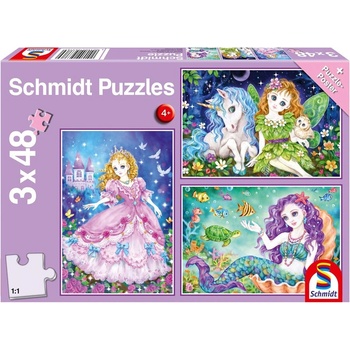 Image 1 of Schmidt Spiele Пъзел Schmidt 3 в 1 - Цветни принцеси (56376)
