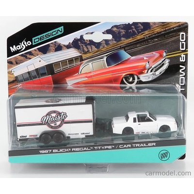 Maisto Buick Regal With Trailer 1987 bielo čierna 1:64