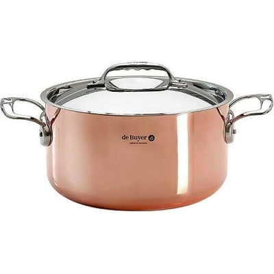 Hrnec de Buyer, 6442.28 INOCUIVRE, měděný, poklice, 2 rukojeti z nerezu, průměr 28 cm, objem 8 L, výška 13,5 cm