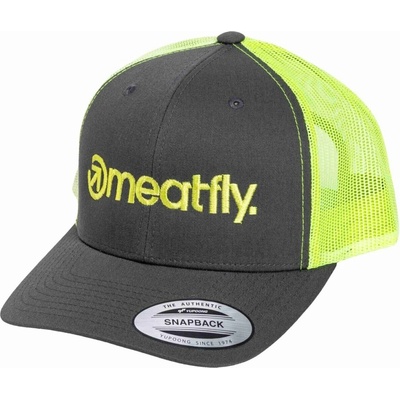 Meatfly Logo Trucker sivá/limetková