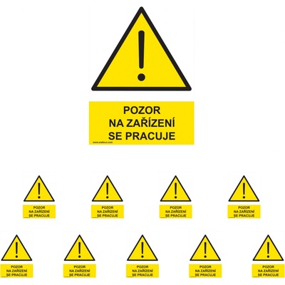 Walteco Pozor na zařízení se pracuje 210x297mm, formát A4, plastová tabulka Množství: 10 ks , 20014BP2
