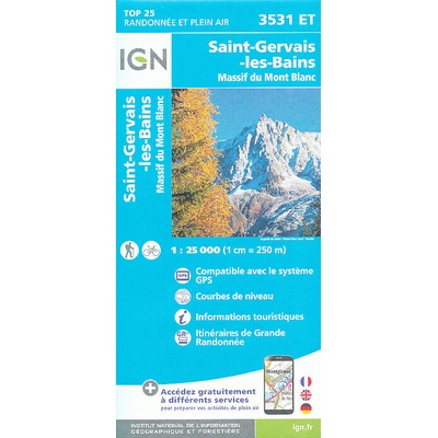 mapa Mont Blanc St.-Gervais-les-Bains 1:25 t.