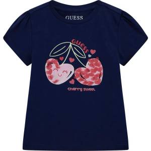 GUESS Нежна тениска в тъмно синьо за мини момиче с текстилни детайли Guess