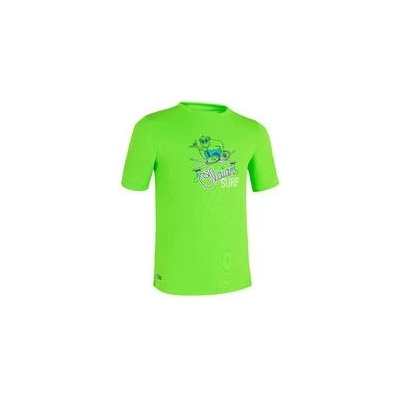 Olaian detské tričko do vody a na surf s ochranou proti UV zelené s potlačou