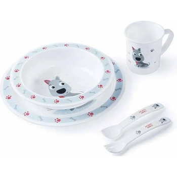 Canpol babies Пластмасов комплект за хранене Canpol - Happy Animals, син (4/401_blu)