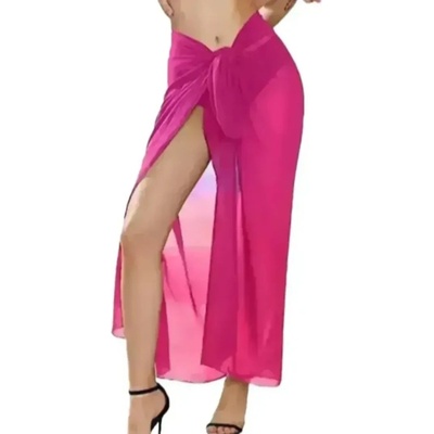 Dlhá plážová sukňa Chiffon S202 tmavo ružova