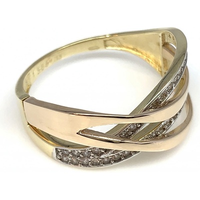 Diante Zlatý prsten s bílým kamenem 59632031