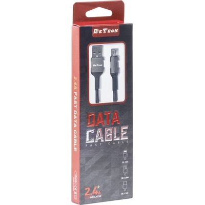 DeTech Кабел за данни DeTech DE-C39i, Lightning, 1.0m, Black - 40201 (DE-40201)