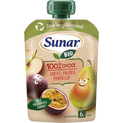 SUNAR Ovocná kapsička jablko hruška marakuja 6m+ BIO 100 g