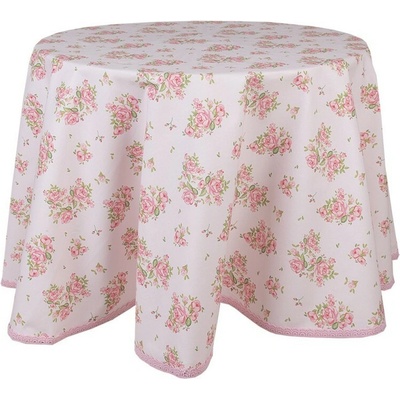 Clayre & Eef Bavlnený okrúhly obrus s kvetmi ruže Sweet Roses Ø 170 cm