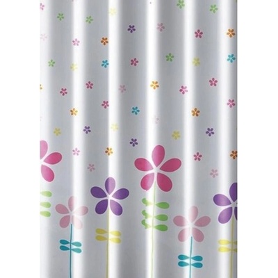 AQUALINE Sprchový závěs 180x180cm, polyester, květovaný barevný ZV025