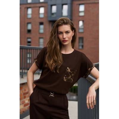 Moodo Тениска с джоб кафява Moodo Moodo | Kafyav | ЖЕНИ | XS