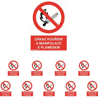Walteco Zákaz fajčenia a manipulácie s plameňom 148x210mm, formát A5, samolepka Množstvo: 10 ks , 20067BP2