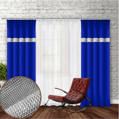 Mondo Italia Záves na riasiacej páske so zirkónmi 140x250 cm azurovo modrý Modrá 140x250 cm