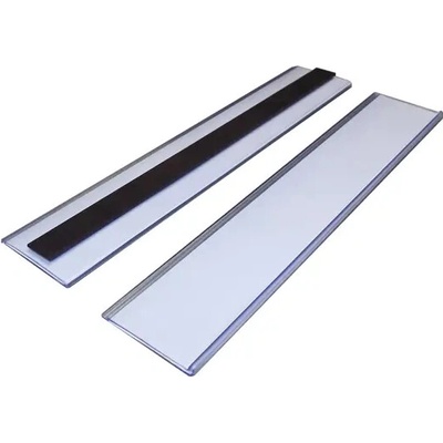 Magnetická lišta, držák regálových štítků, typ V – 38×200 mm, balení 50 ks